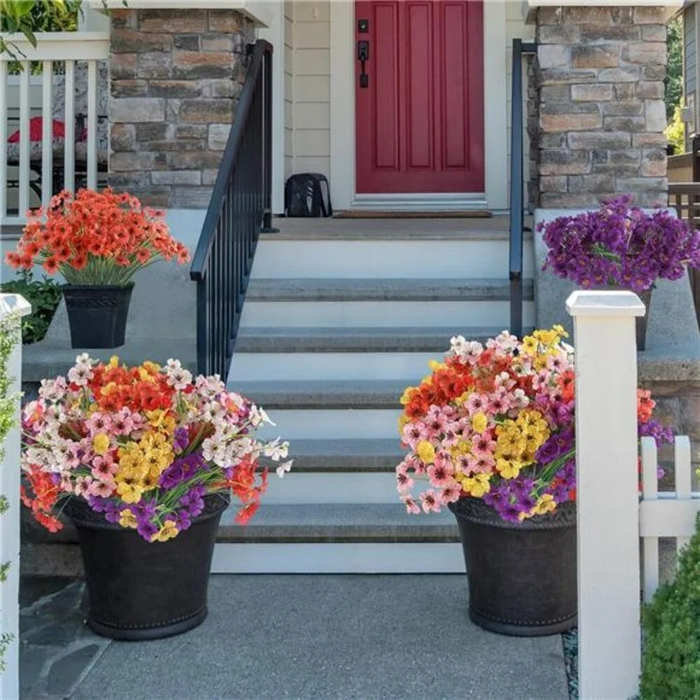 Artificial Flowers Outdoor Indoor UV Resistant Bulk Bundle Garden Porch Decor